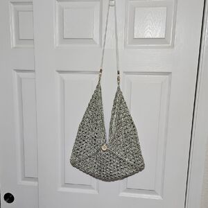 Large  Green And Cream Crochet Women's Bag